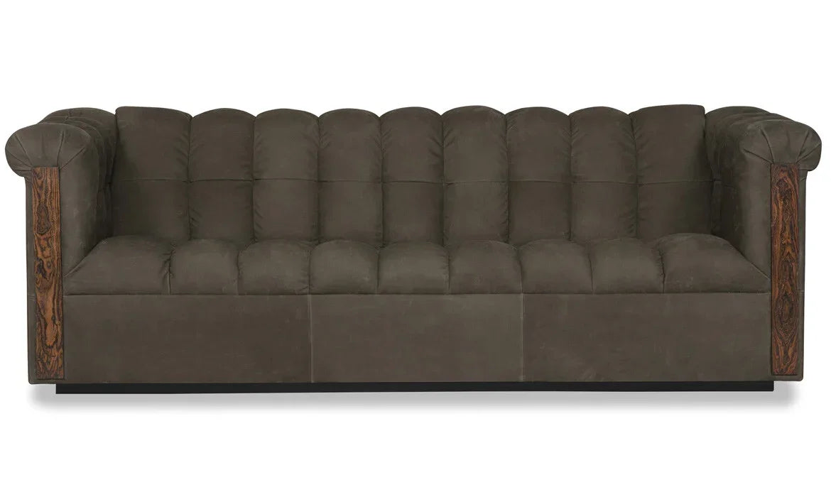 Camden suede leather sofa front - Your Western Decor