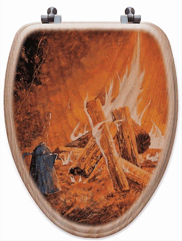 Camp Fire & Coffee Art Elongated Toilet Seat - Made in the USA - Your Western Decor