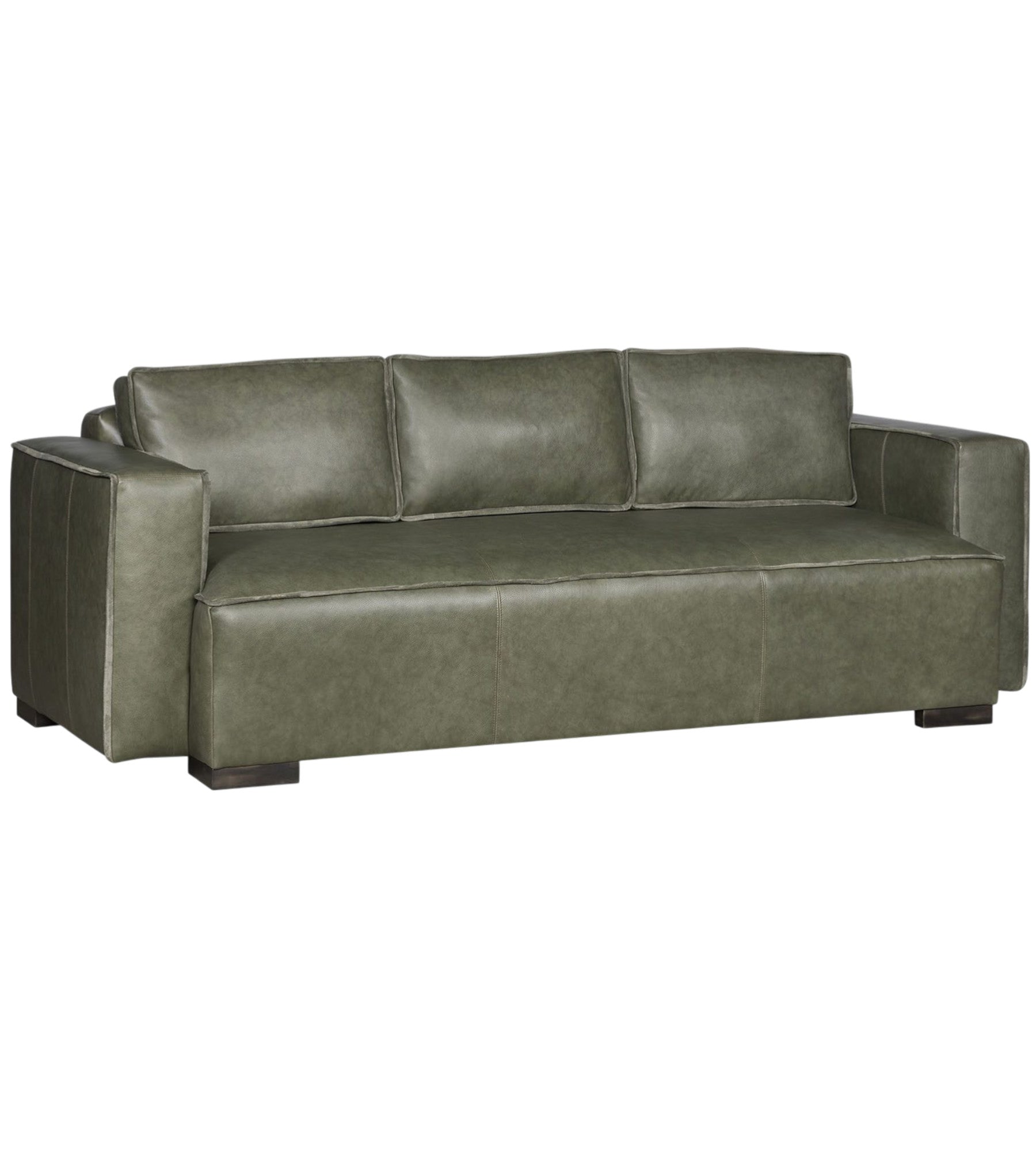 Canyon sage leather sofa at an angle
