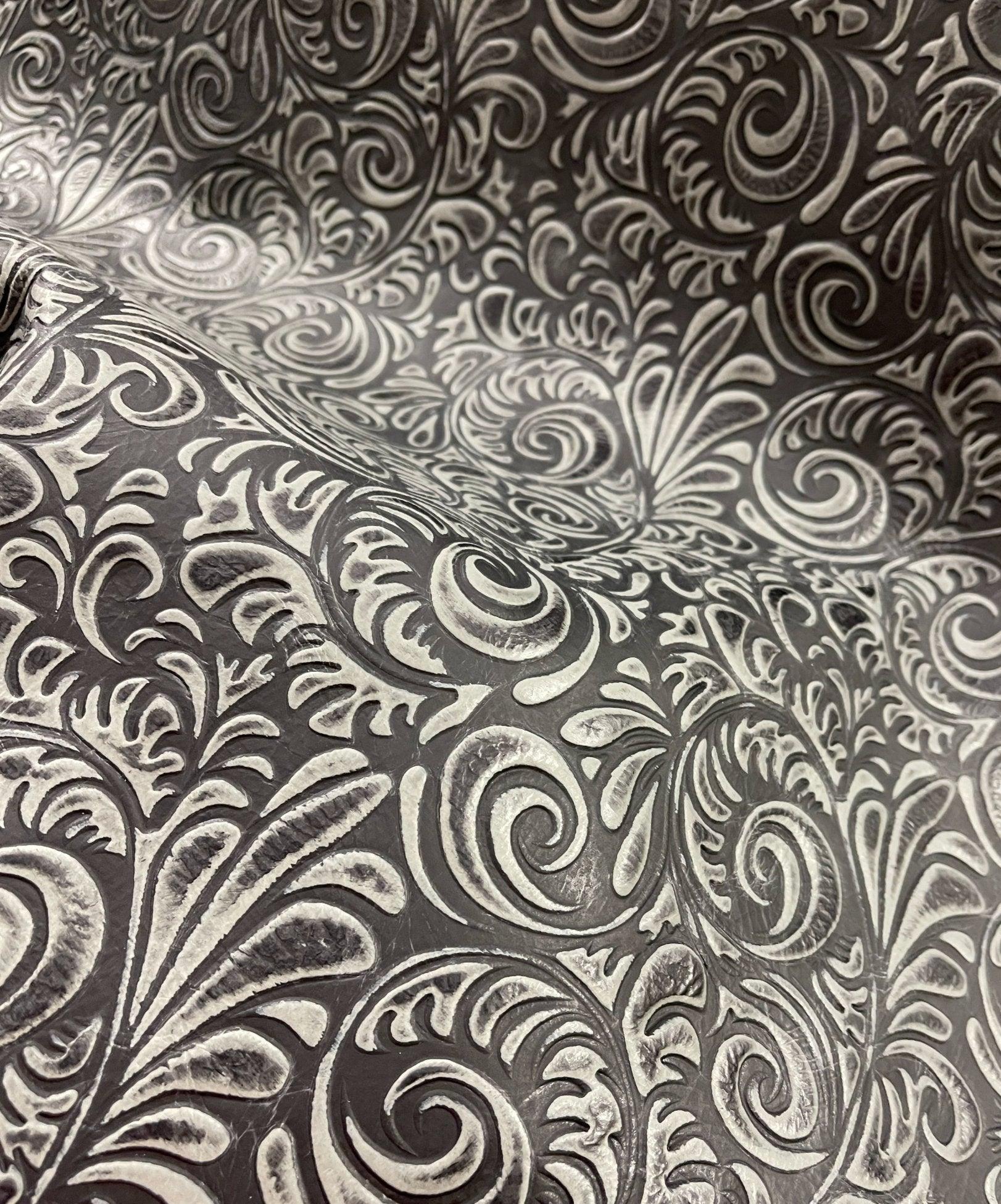 Caracol Smokey Grey Embossed Leather - Your Western Decor