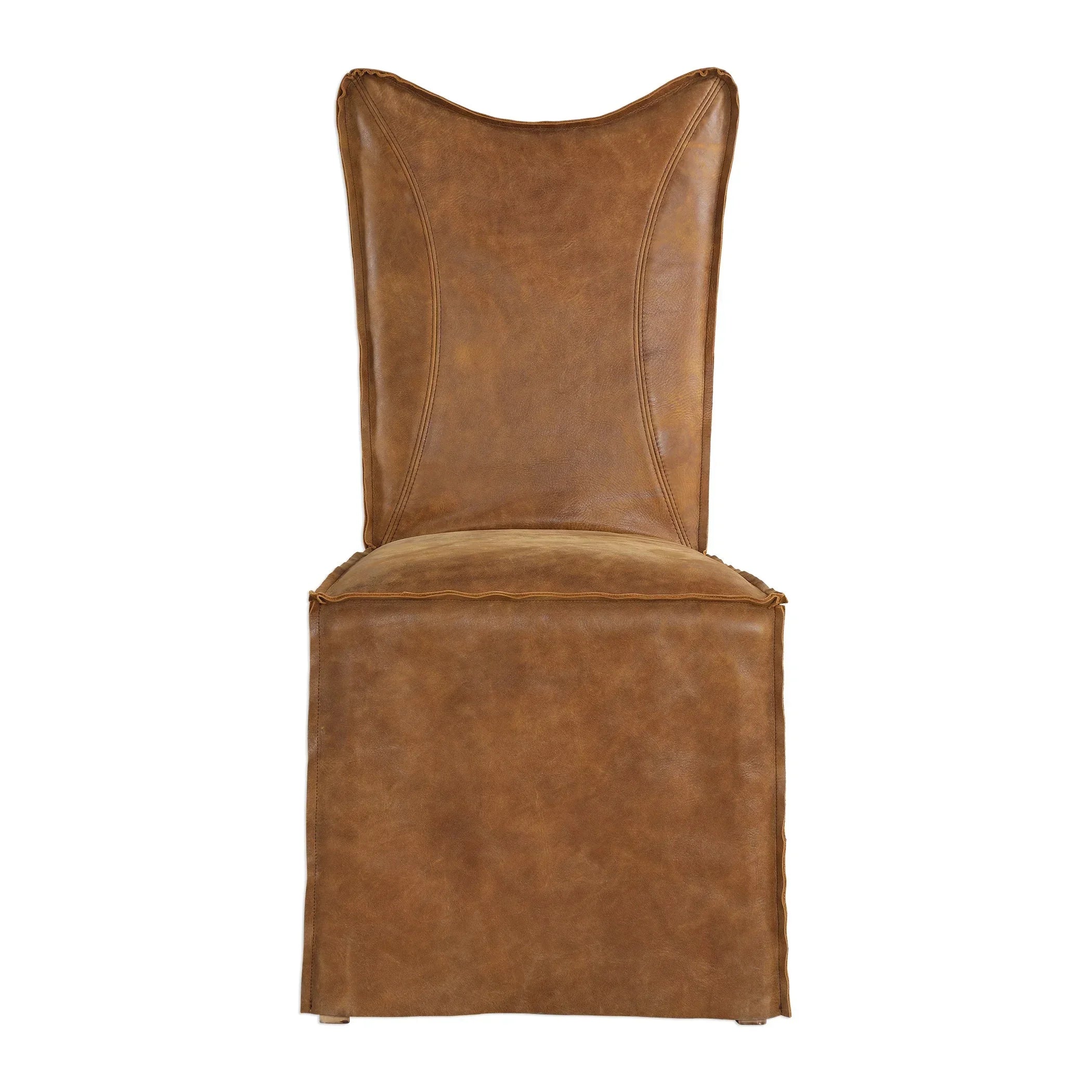 Carnegie Leather Slip-Cover Dining Chair Pair - Your Western Decor