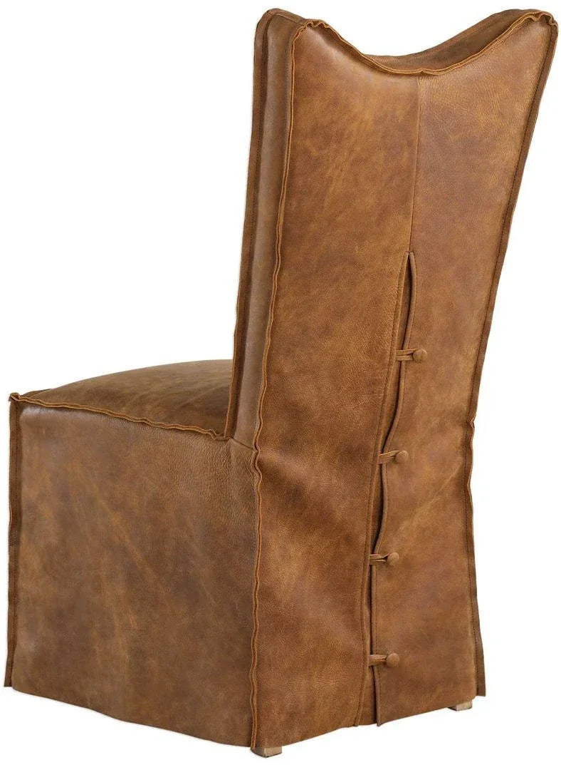 Carnegie Leather Slip-Cover Dining Chair Pair - Your Western Decor