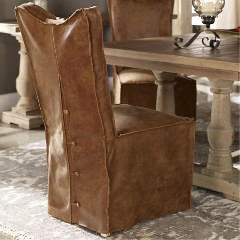 Carnegie Leather Slip-Cover Dining Chair Pair - Your Western Decor