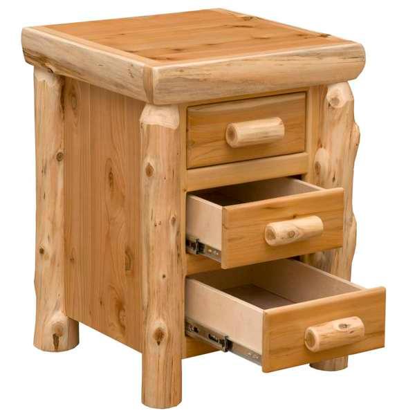 American made Natural Cedar Log 3 Drawer Nightstand - Your Western Decor