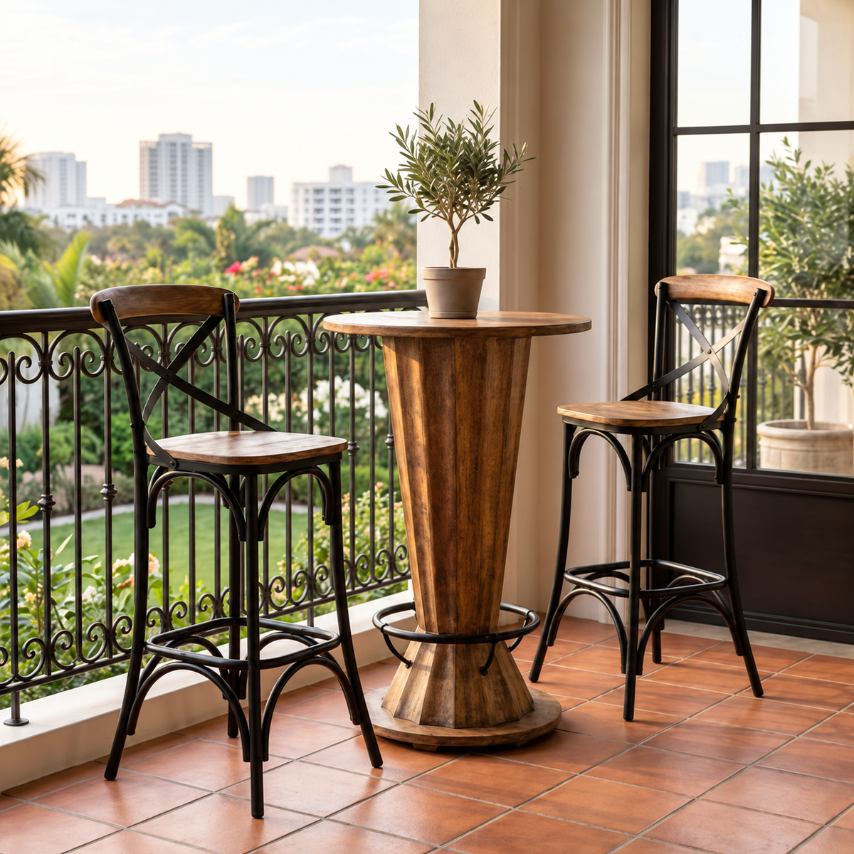 Cedar Creek Pub Furniture on outdoor patio