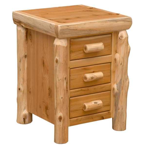 American made Natural Cedar Log 3 Drawer Nightstand - Your Western Decor