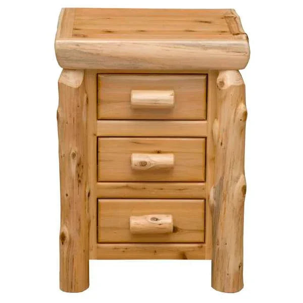 American made Natural Cedar Log 3 Drawer Nightstand - Your Western Decor