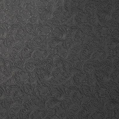 Char Floral Tooled Faux Leather, dark grey upholstery and decor material - Your Western Decor