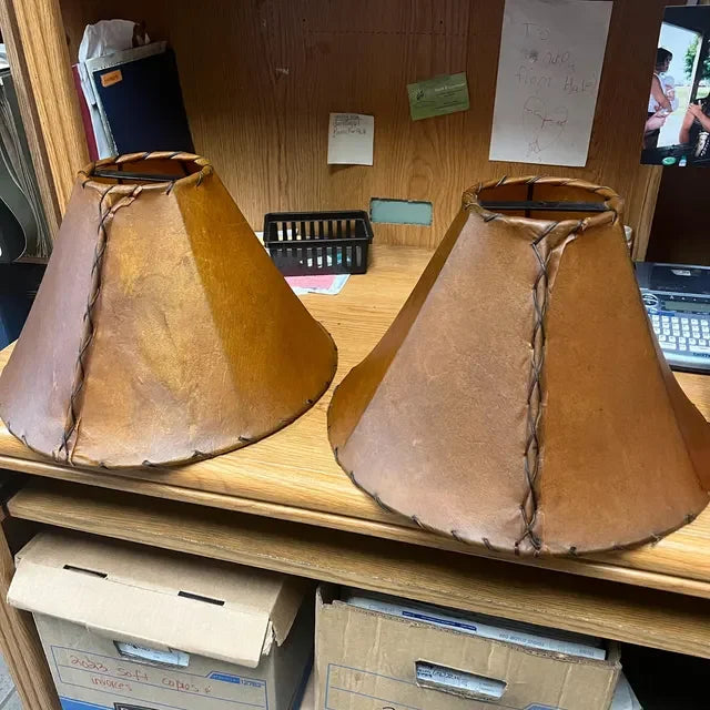 Chestnut dyed rawhide lamp shades - Your Western Decor