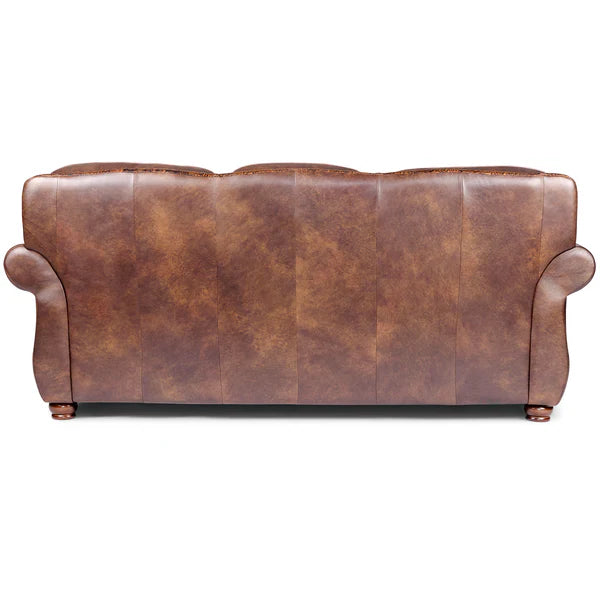 Back of brown leather western sofa - Your Western Decor
