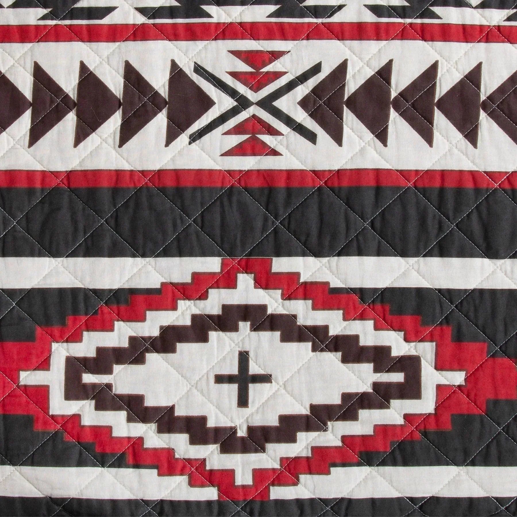 Coal Creek Aztec Design Front - Southwestern Design Quilt close up detail