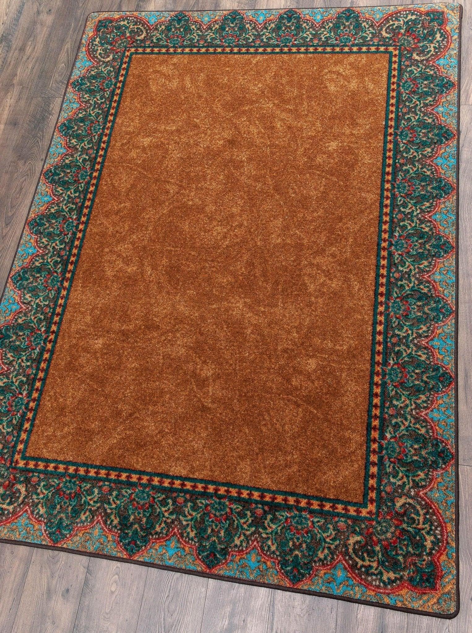 Cognac & Turquoise ~ Elegant Western Rugs Rugs Your Western Decor, LLC