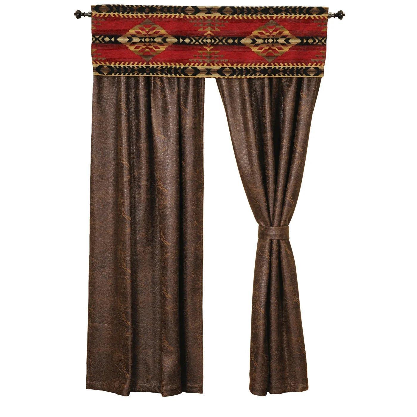 American made Colt Coffee Faux Leather Curtains - Your Western Decor