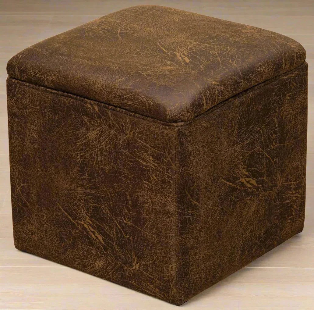 Colt Coffee Faux Leather Western Storage Cube made in the USA - Your Western Decor