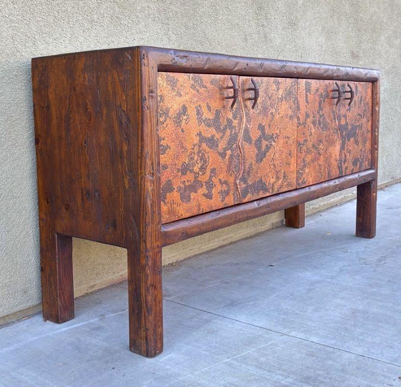 Copper doors handmade rustic console sideboard - Your Western Decor