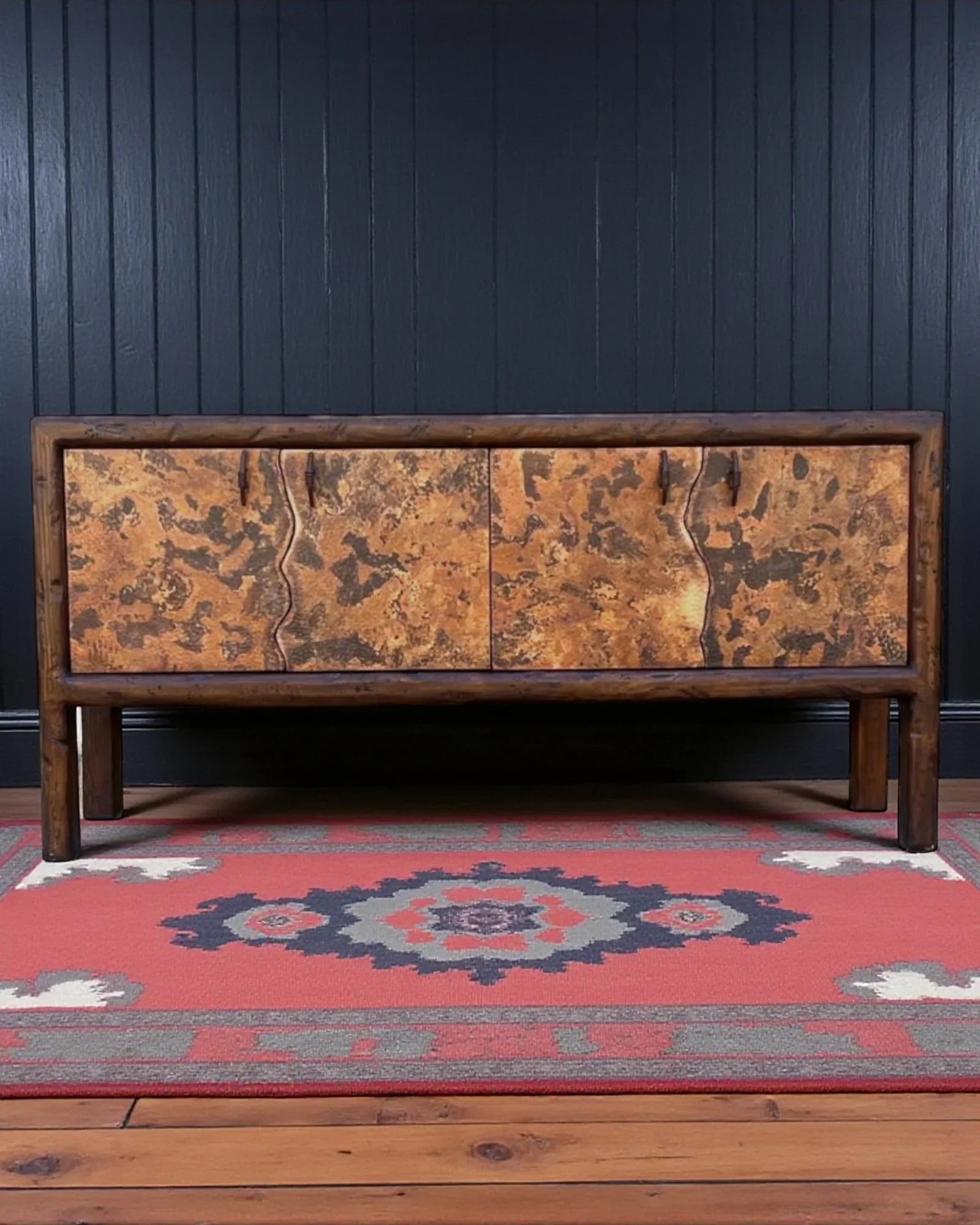 Copper doors and reclaimed wood console table front - Your Western Decor
