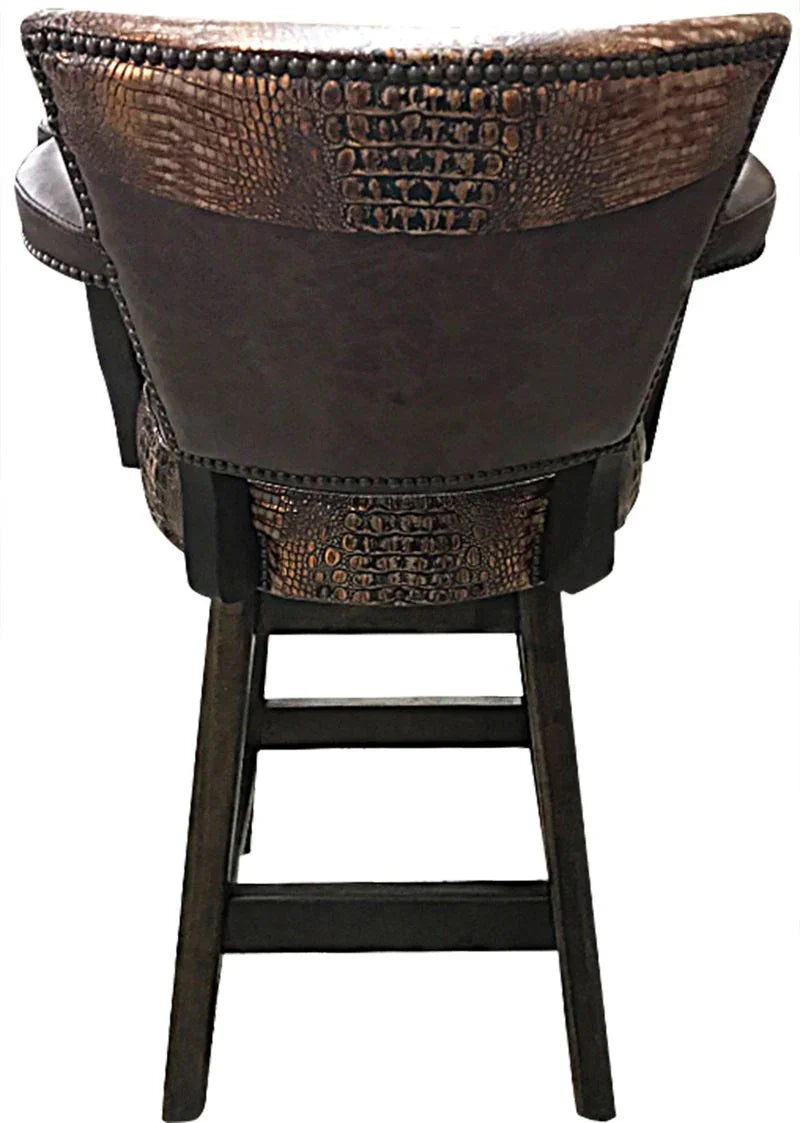 Back of copper croc leather bar stool - Your Western Decor