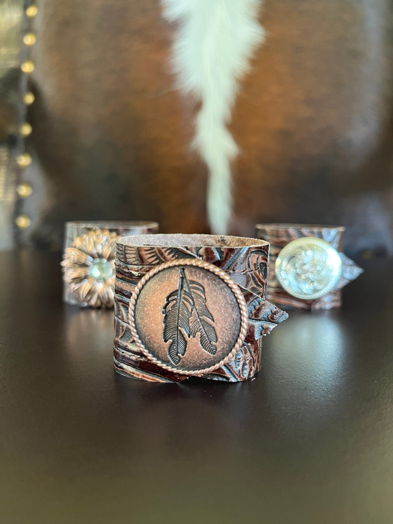 Copper Feather concho western napkin ring by Your Western Decor