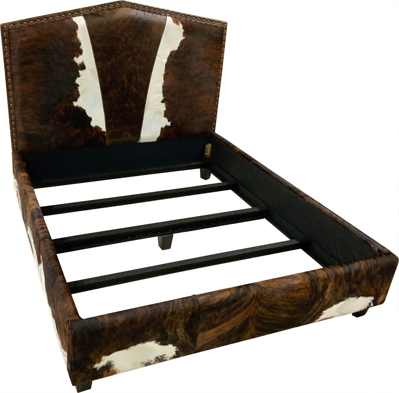 rustic western cowhide bed handmade USA