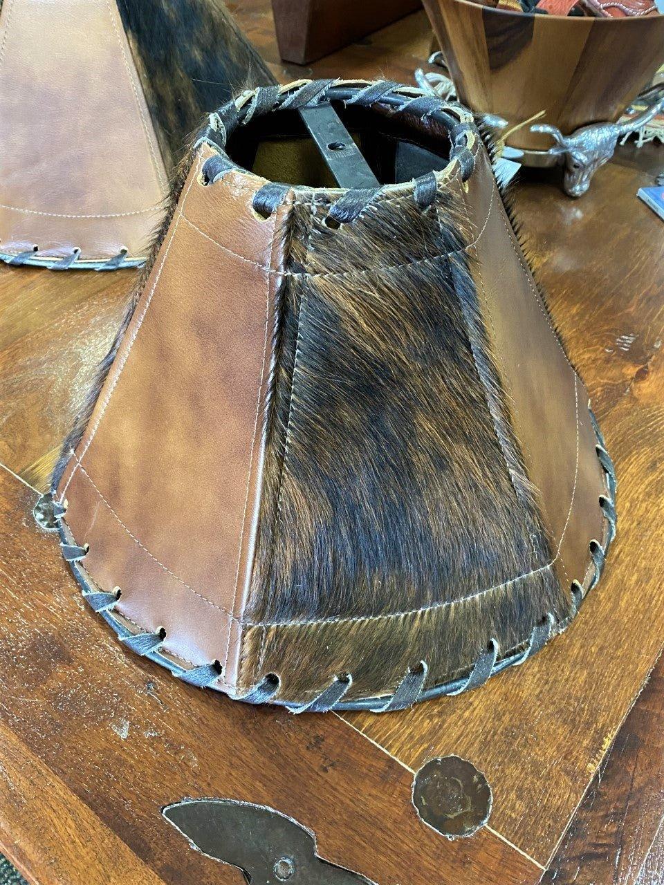 Custom handmade Brindle Cowhide & Leather Lamp Shades - Your Western Decor