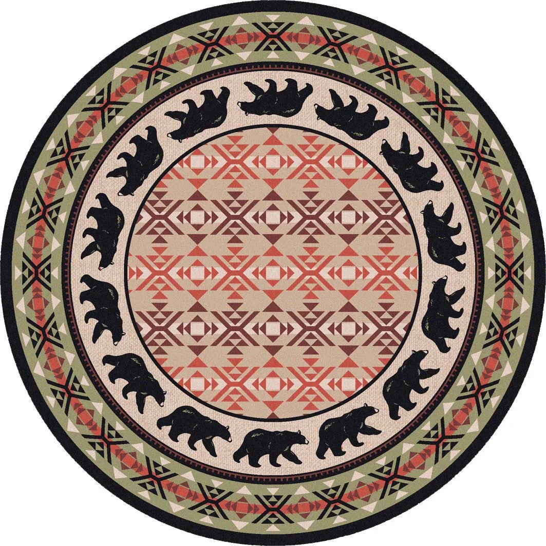 Strolling black bear round area rug made in the USA - Your Western Decor - Your Western Decor