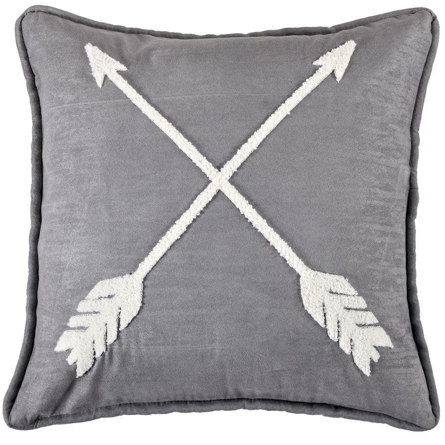 Free spirit grey velvet pillow white crewel embroidered throw pillow - Your Western Decor