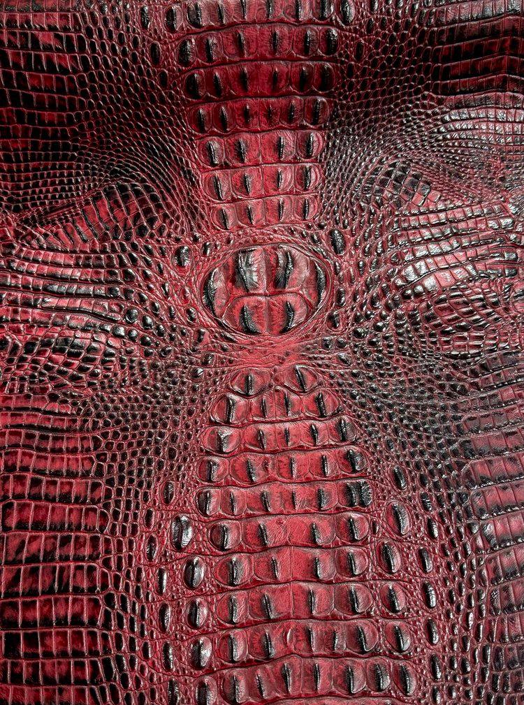 Two tone dark red and black croc embossed leather - Your Western Decor