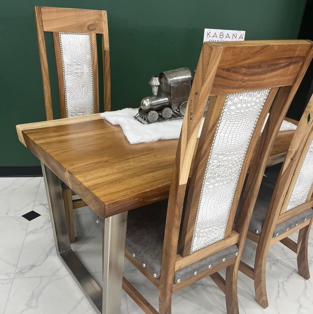 Croc grey metallic leather dining chairs - Your Western Decor