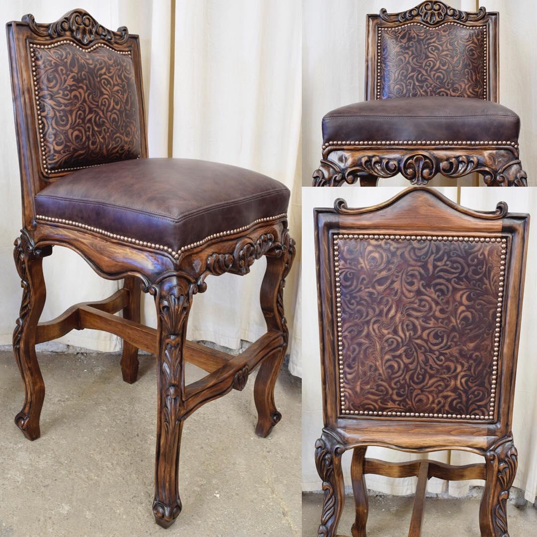 Customized leather bar chairs - Your Western Decor