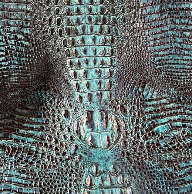 Croc embossed indigo and black leather custom order - Your Western Decor