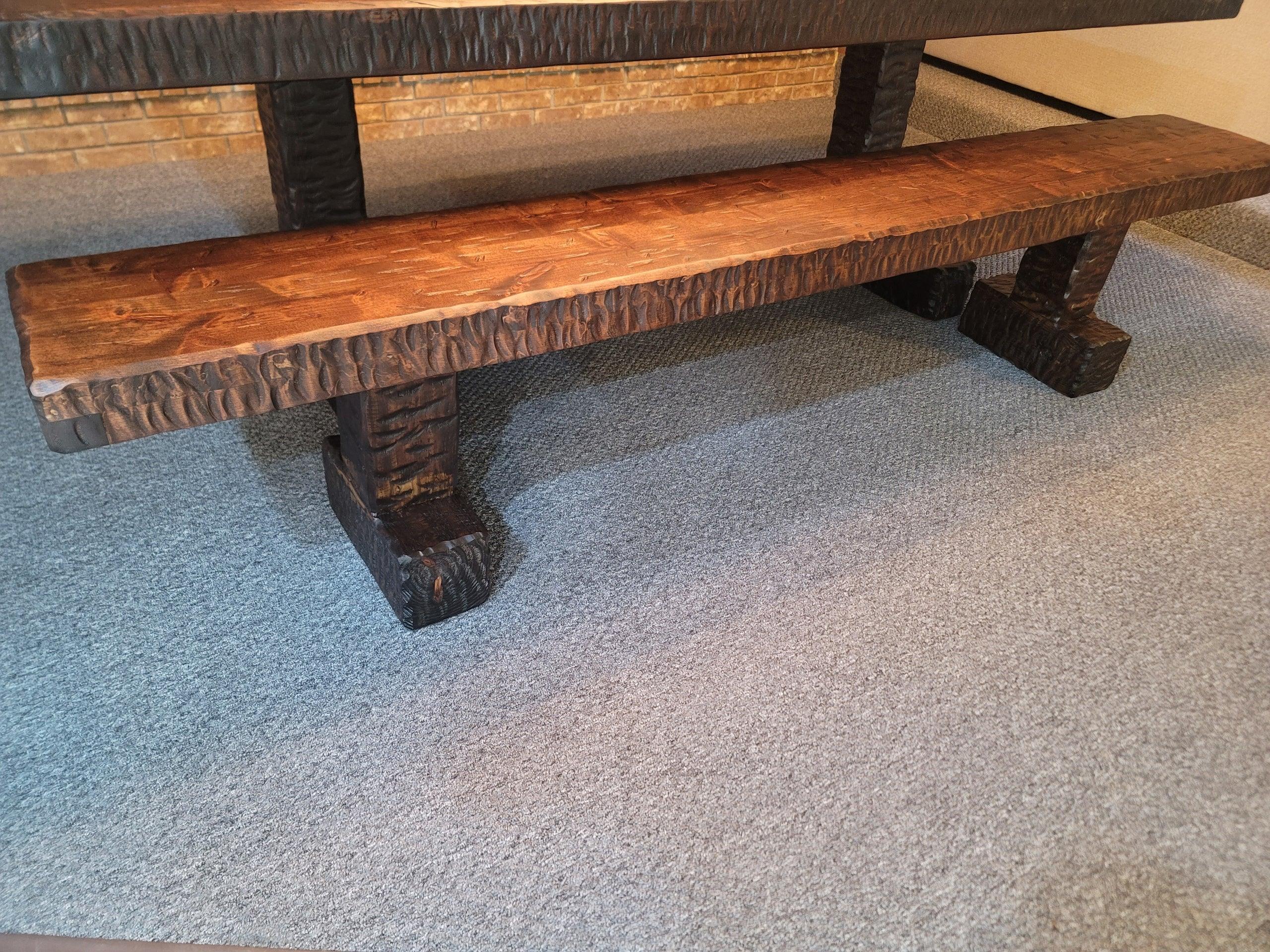 Handmade, custom made Knotty Alder Dining Tables and Benches made in the USA