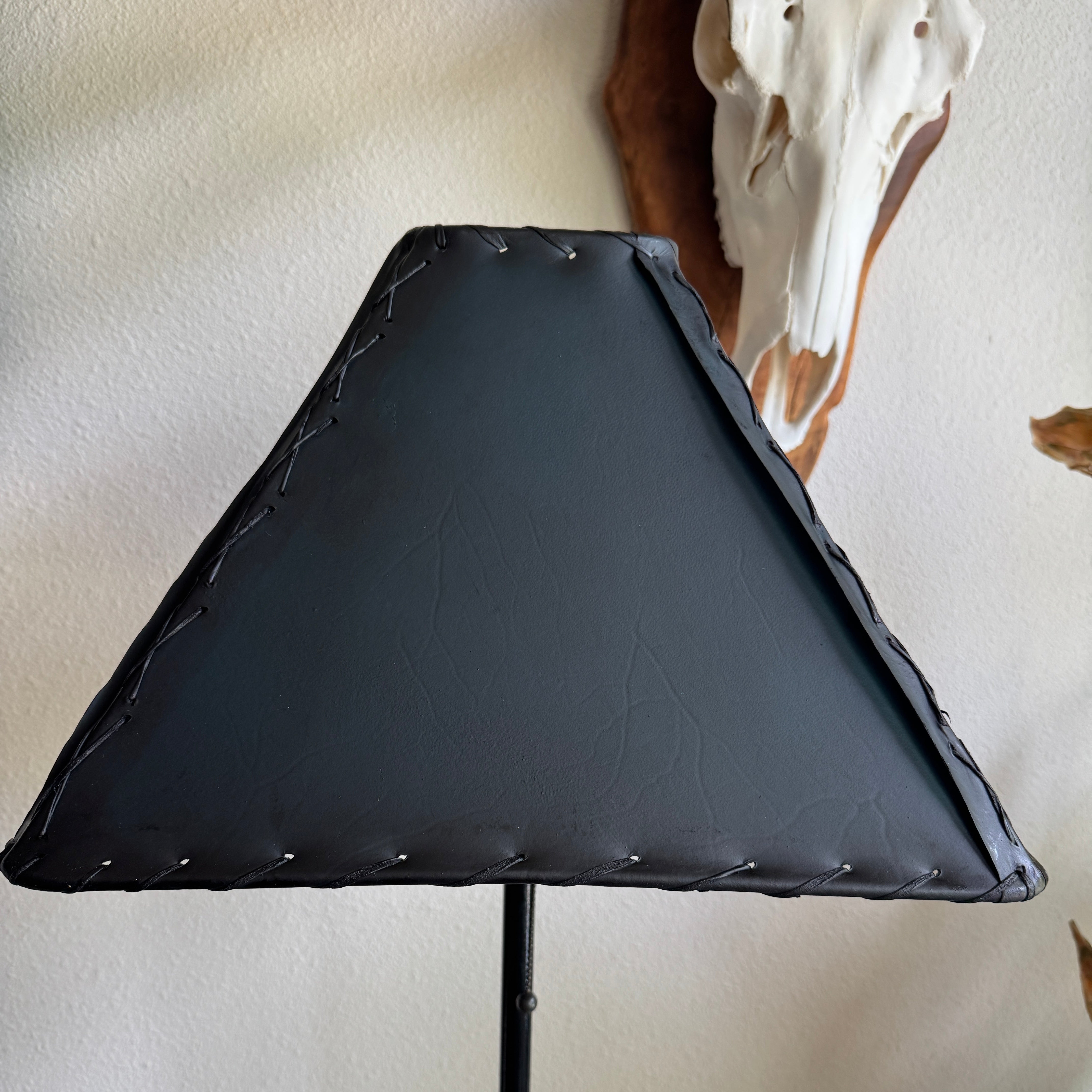 dark-teal-rawhide-leather-lamp-shade-light-off