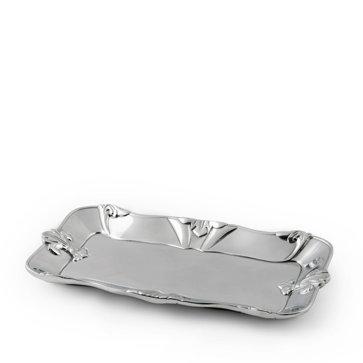 Fleur de lis design narrow aluminum serving tray