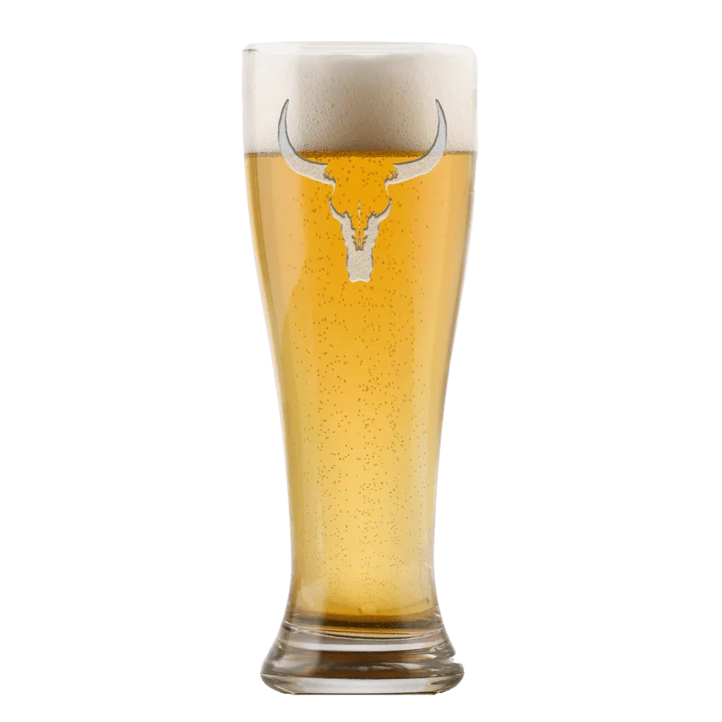 Deep Carved Longhorn Pilsner Glass made in the USA