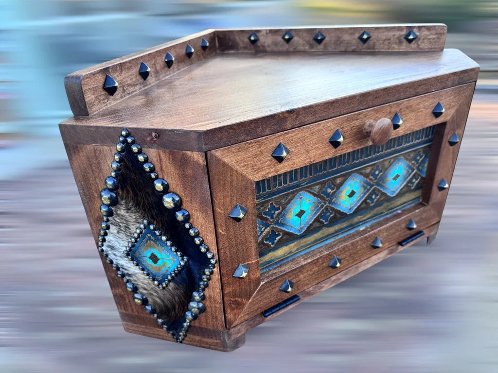 Leather decorated custom made bread keeper - Your Western Decor