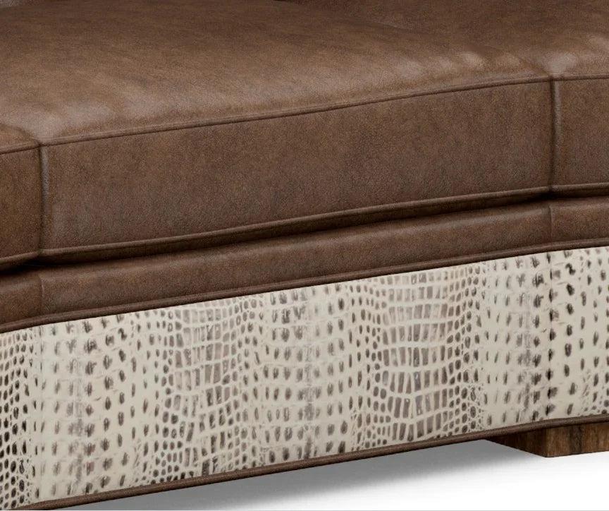 Detail of leather sofa seat rail