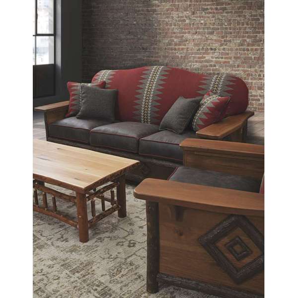 Diamond Peak Sofa in Broken Arrows Fabric, red - Your Western Decor