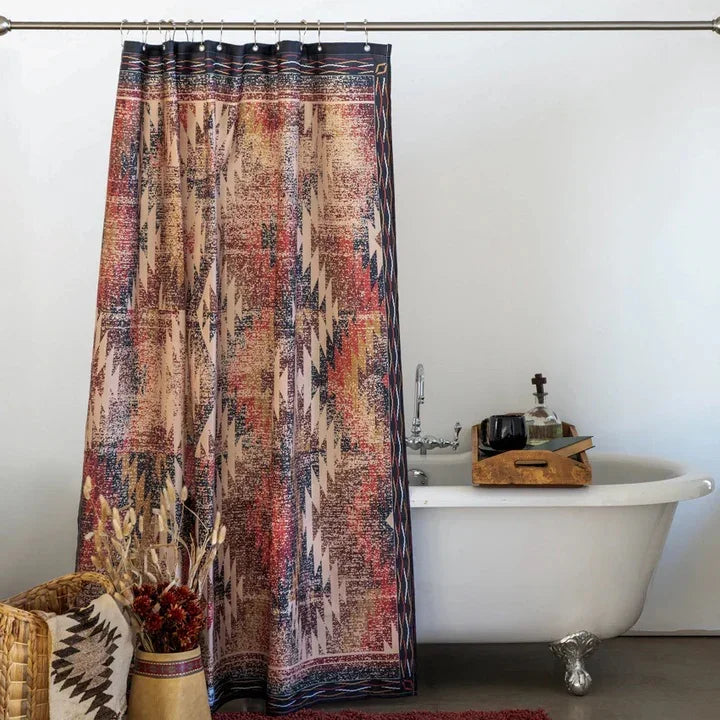 Distressed Southwestern Shower Curtain with rings - Your Western Decor