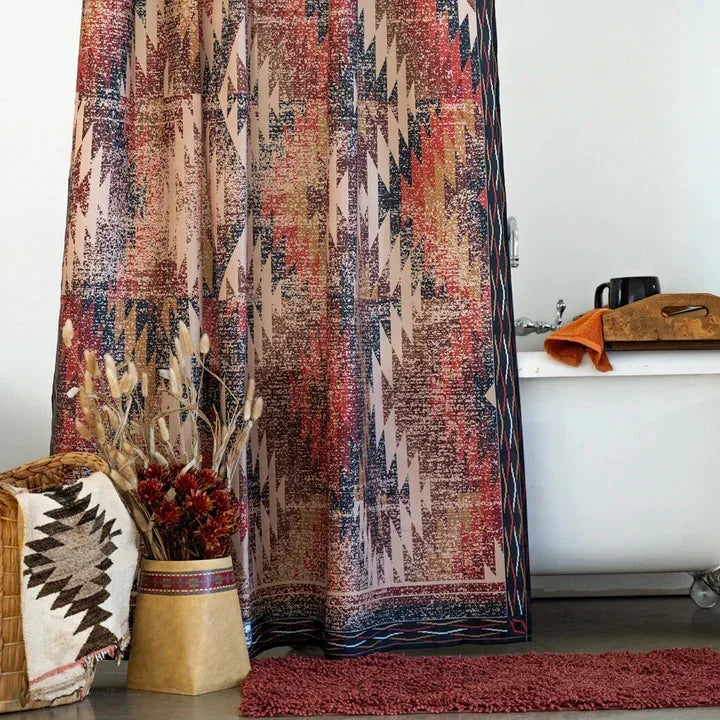 Distressed Southwestern Shower Curtain with rings - Your Western Decor