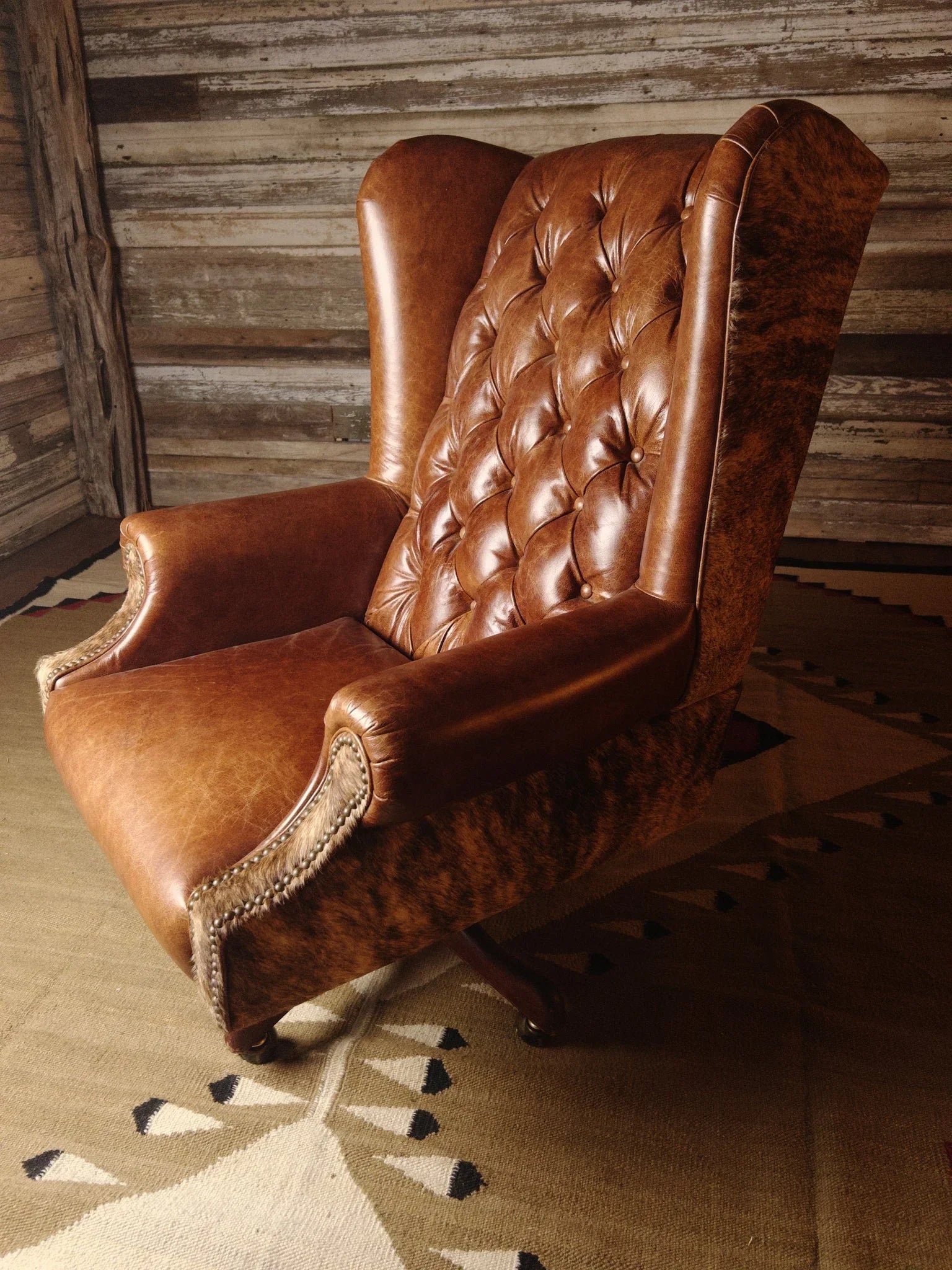 Duncan tufted leather and cowhide executive office chair - Your Western Decor