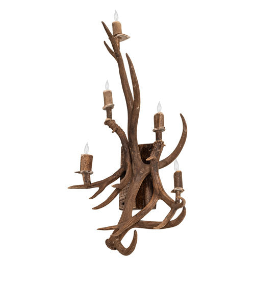 Rocky mountain elk and mule deer wall sconce, American made