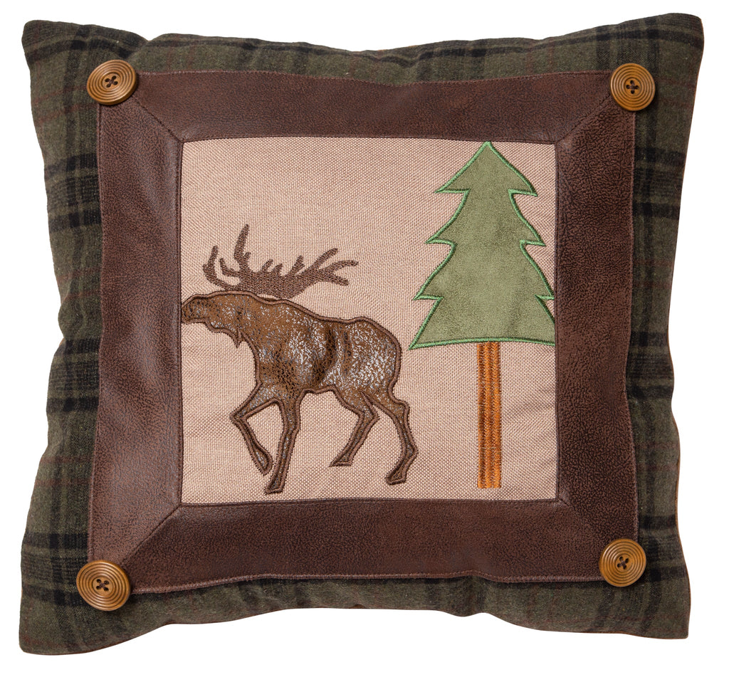 Embroidered Moose & Pines Accent Pillow - Your Western Decor