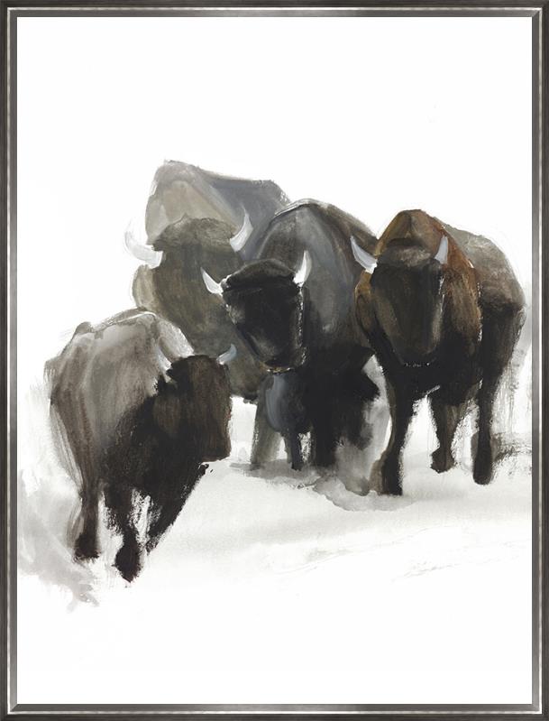 Black and white canvas buffalo framed art
