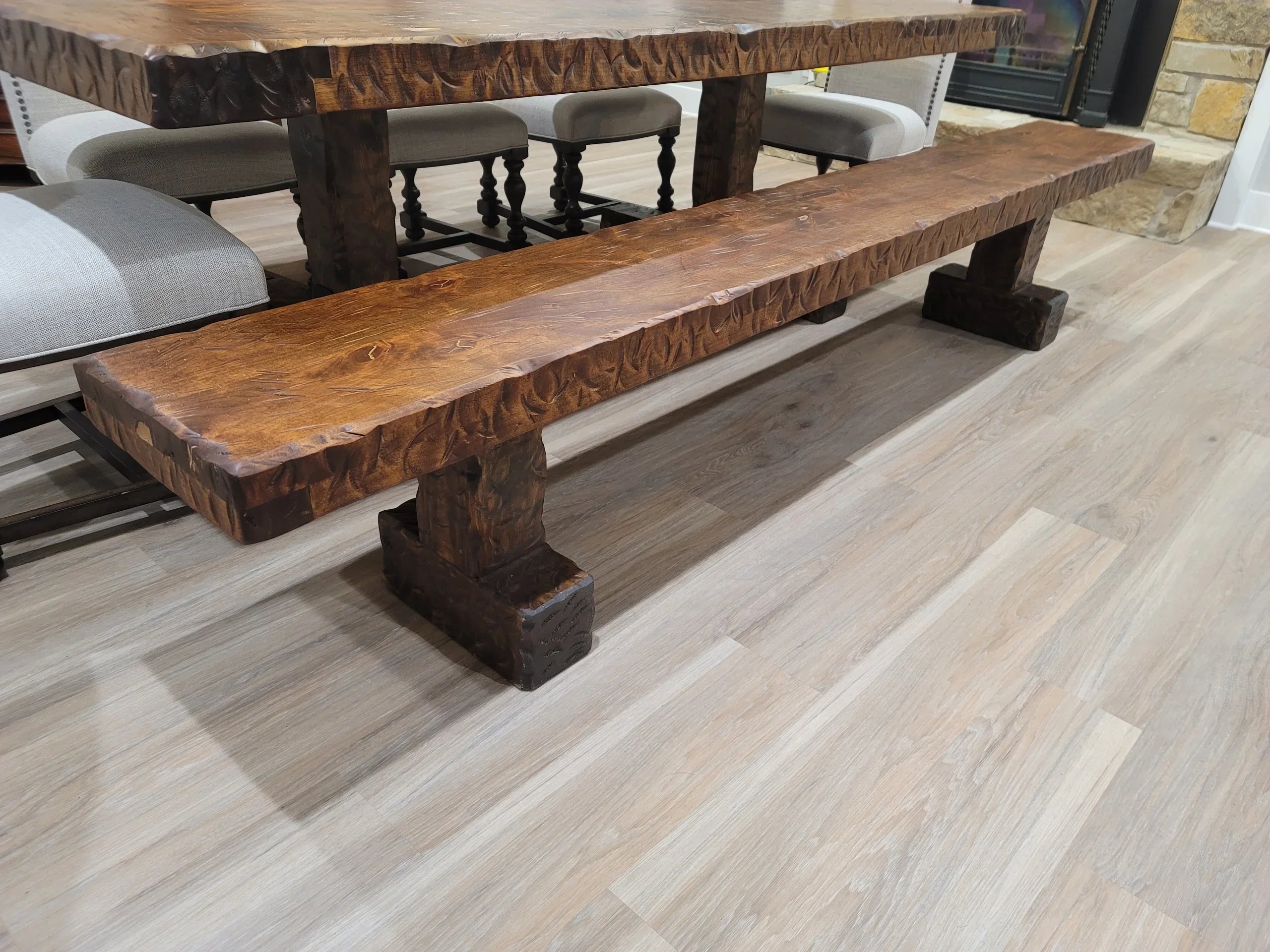 Handmade, custom made Knotty Alder Dining Tables and Benches made in the USA