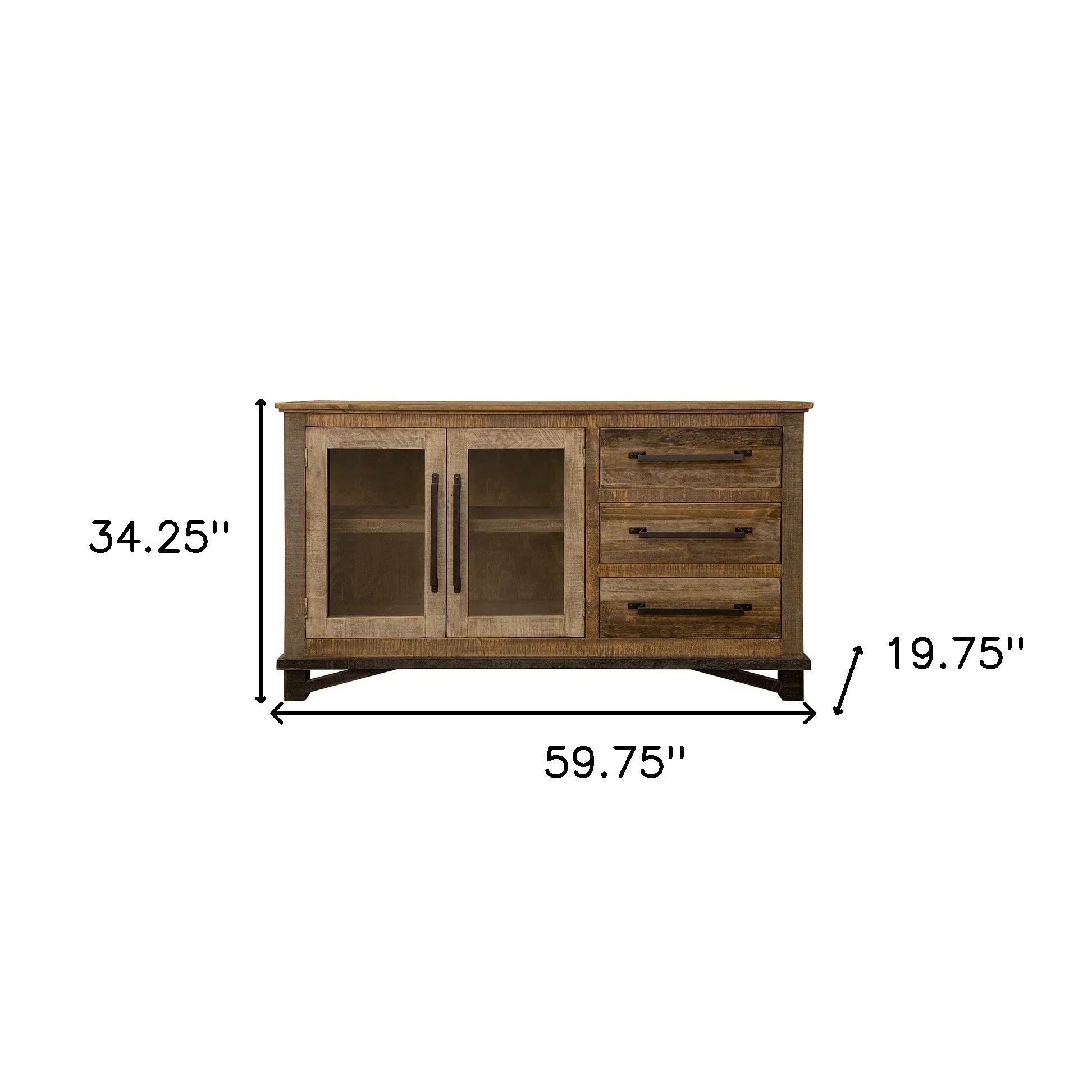 Solid pine rustic buffet cabinet for farmhouse and Western interiors