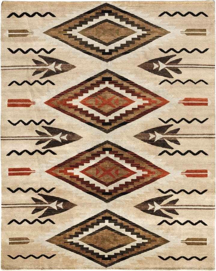 Pendleton Design Fathers Eye wool Area Rugs in oatmeal beige, brown, black, and terra cotta - Your Western Decor