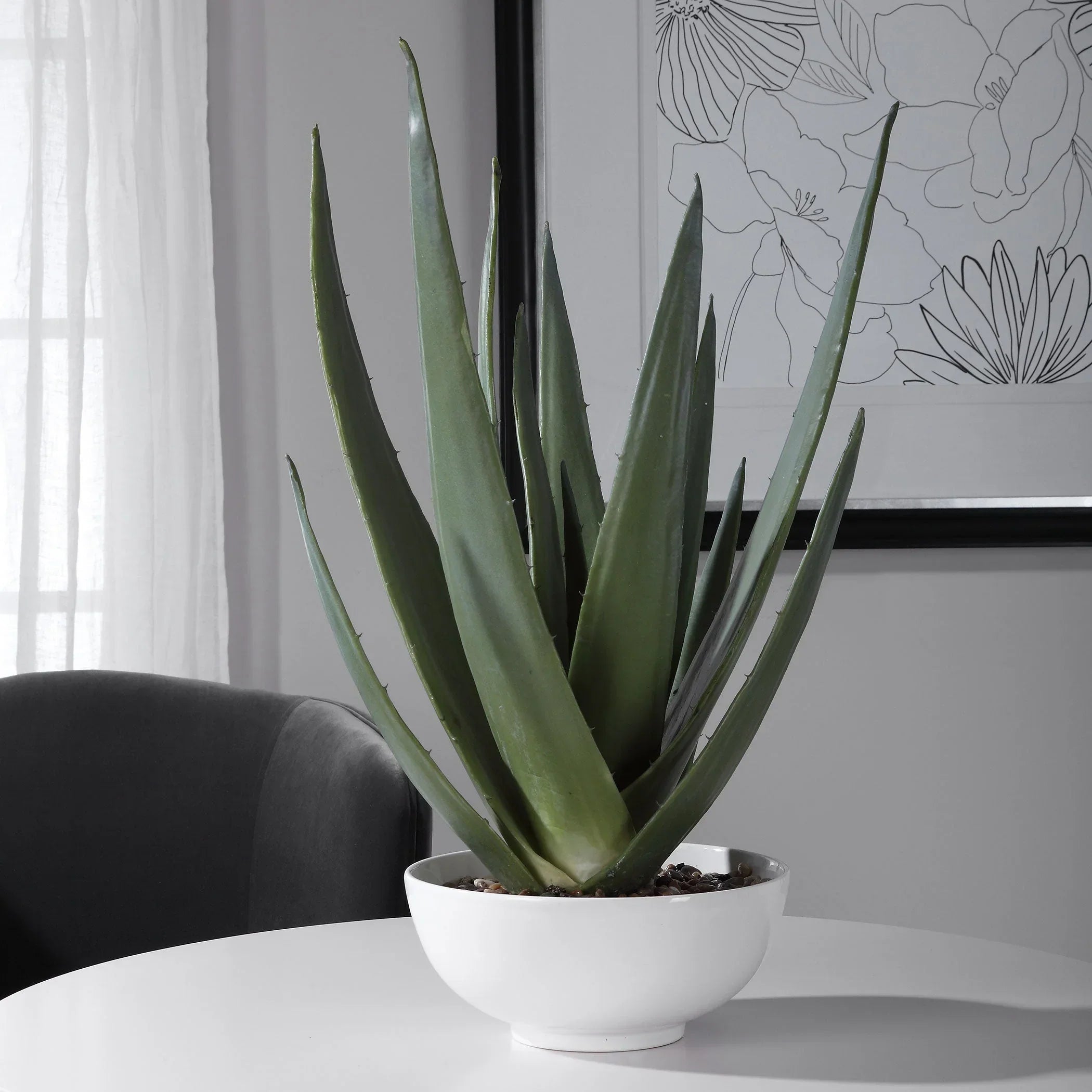 Faux Aloe Vera Plant in white ceramic pot - Your Western Decor