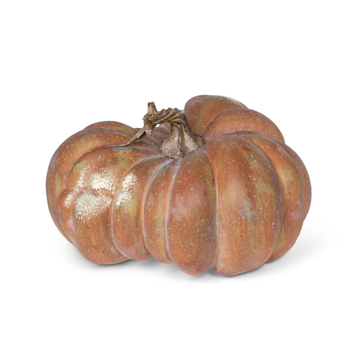 Decorative pumpkin with a ribbed texture on a white background - Your Western Decor