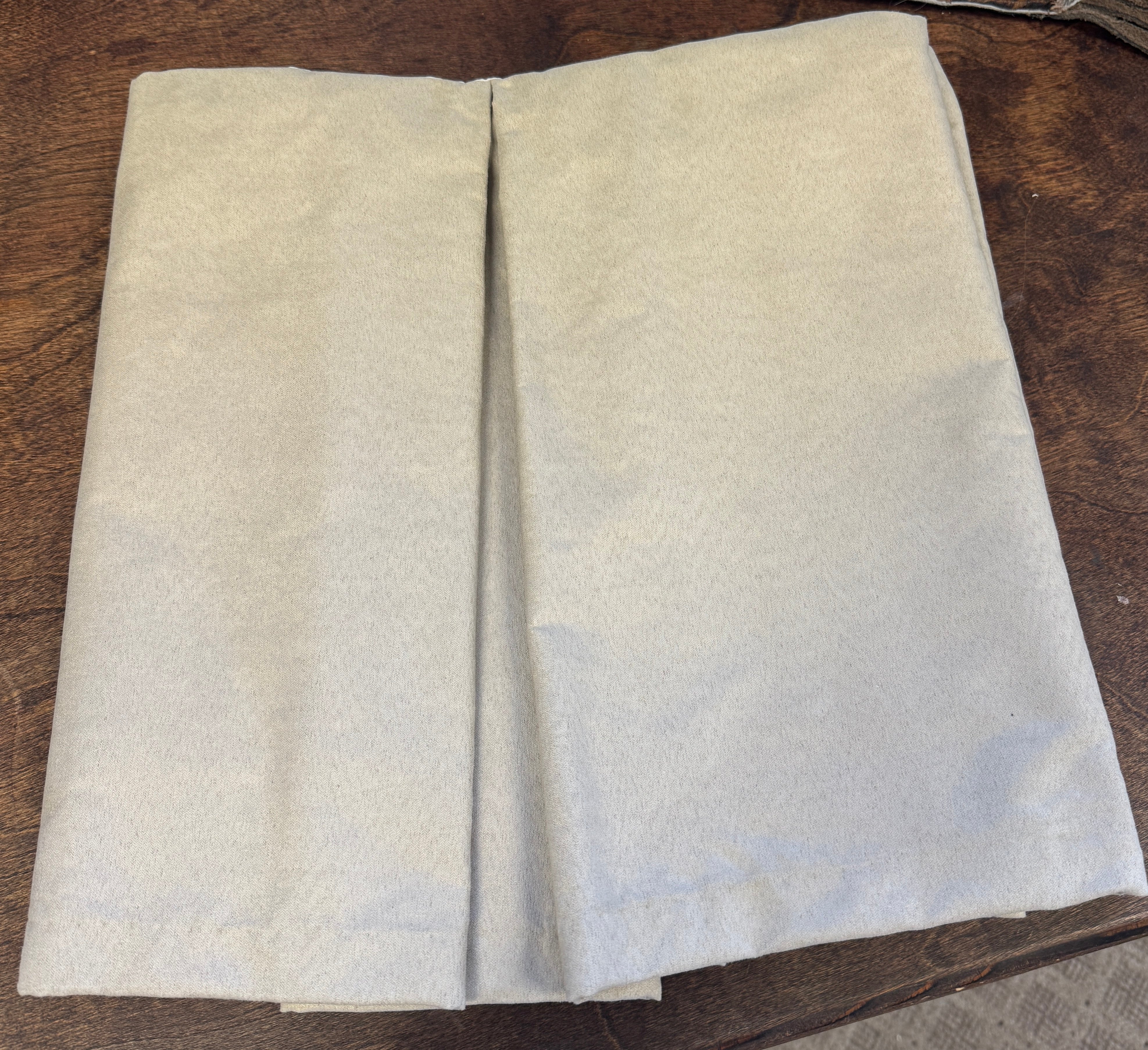Pleated twin bedskirt in fawn beige color suede fabric