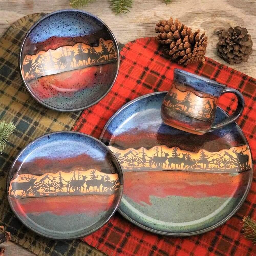 Forest Elk Pottery Dinnerware. Made in the USA. Your Western Decor